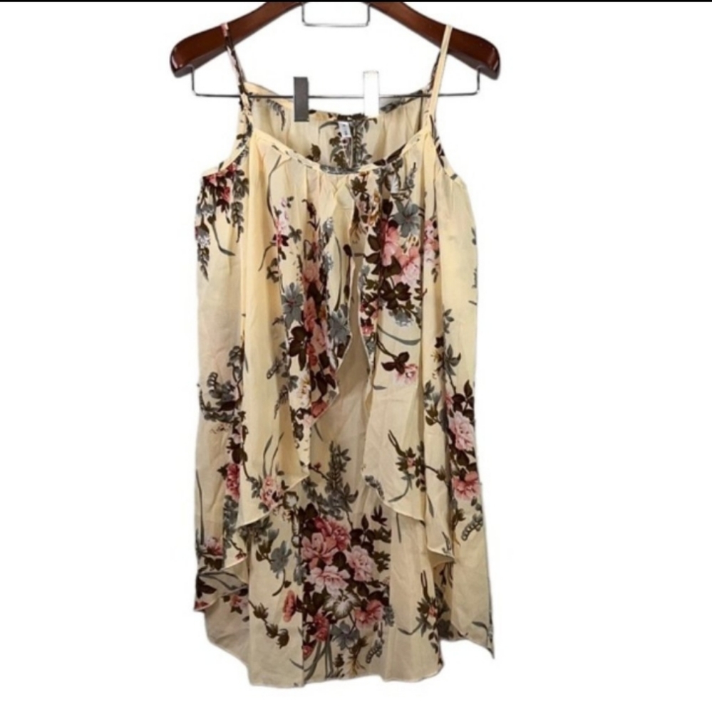 Dressfo Pale Yellow/Cream Flowy Floral Dress with Tags Medium Fits Like Lg/XL